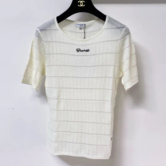 Chanel Short-Sleeve T-Shirt White in Wool 305807