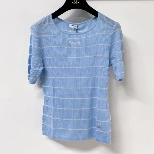 Chanel Short-Sleeve T-Shirt Blue in Wool 305806