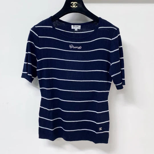 Chanel Short-Sleeve T-Shirt Navy Blue in Wool 305805
