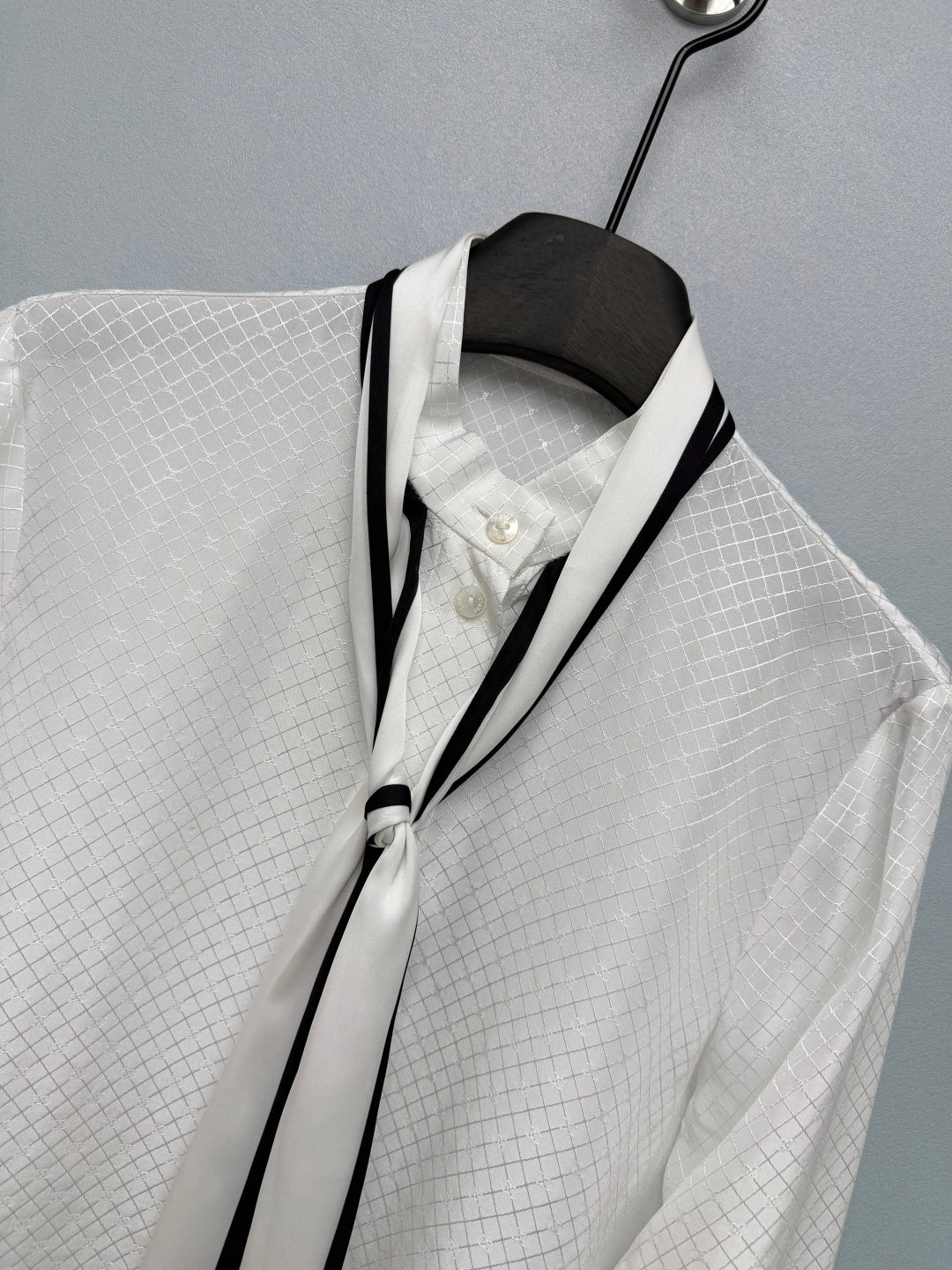CC Diamond-Patterned Jacquard Shirt White in Silk 379087