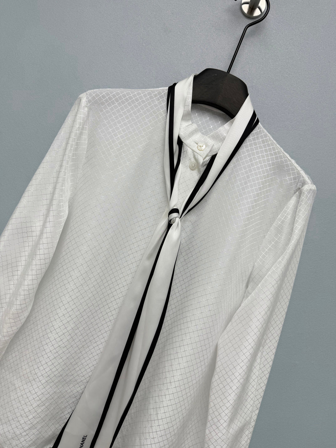 CC Diamond-Patterned Jacquard Shirt White in Silk 379087