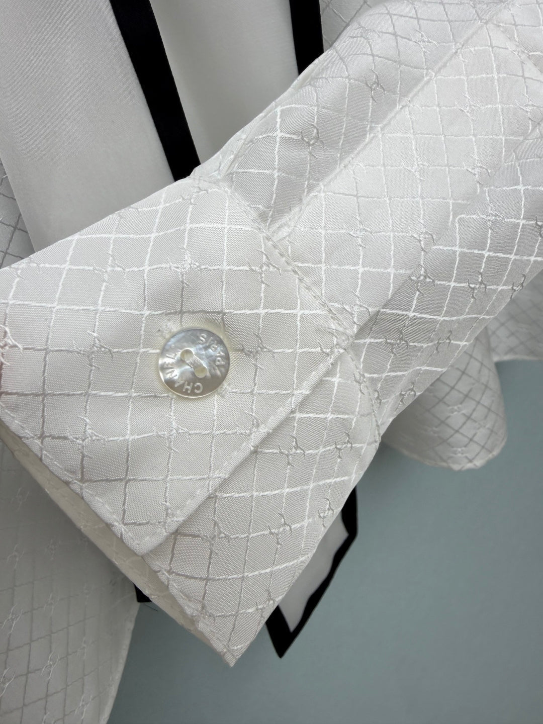 CC Diamond-Patterned Jacquard Shirt White in Silk 379087