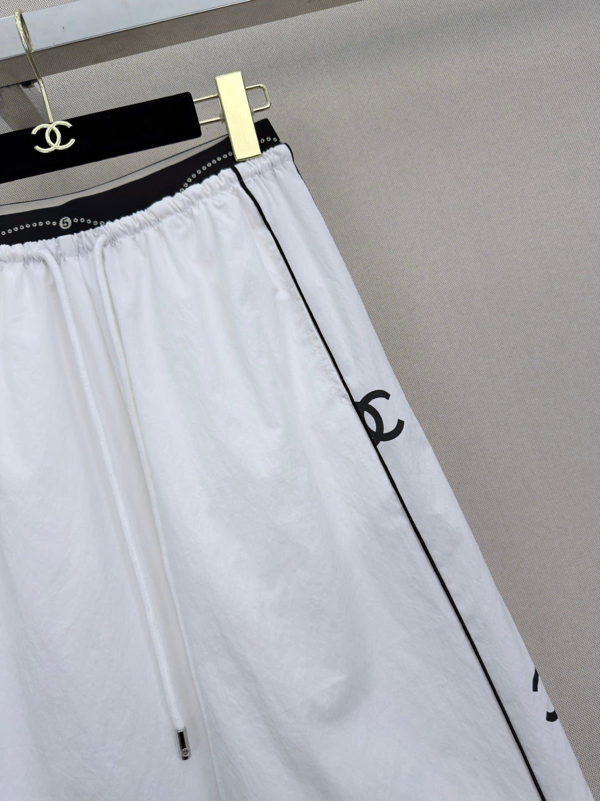 CC Double C Logo Printed Wide-leg Pants White in Nylon 379603