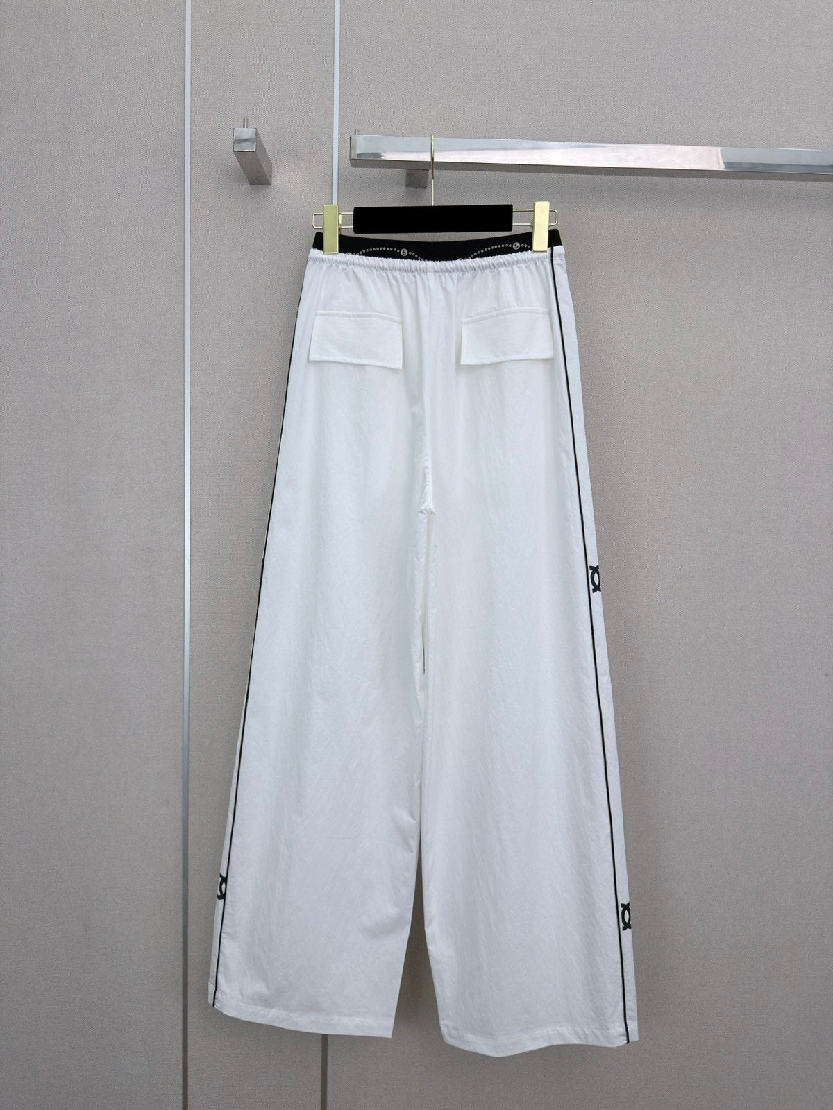 CC Double C Logo Printed Wide-leg Pants White in Nylon 379603