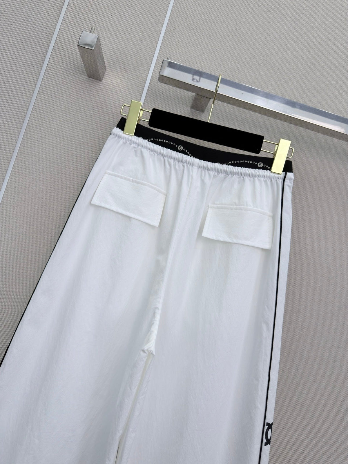CC Double C Logo Printed Wide-leg Pants White in Nylon 379603