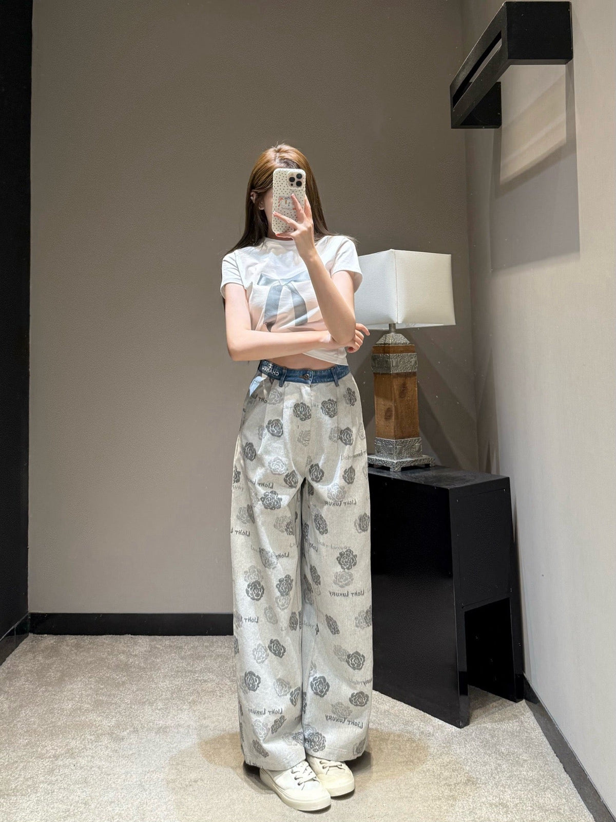 CC Wide-leg Pants Grey in Cotton 378123