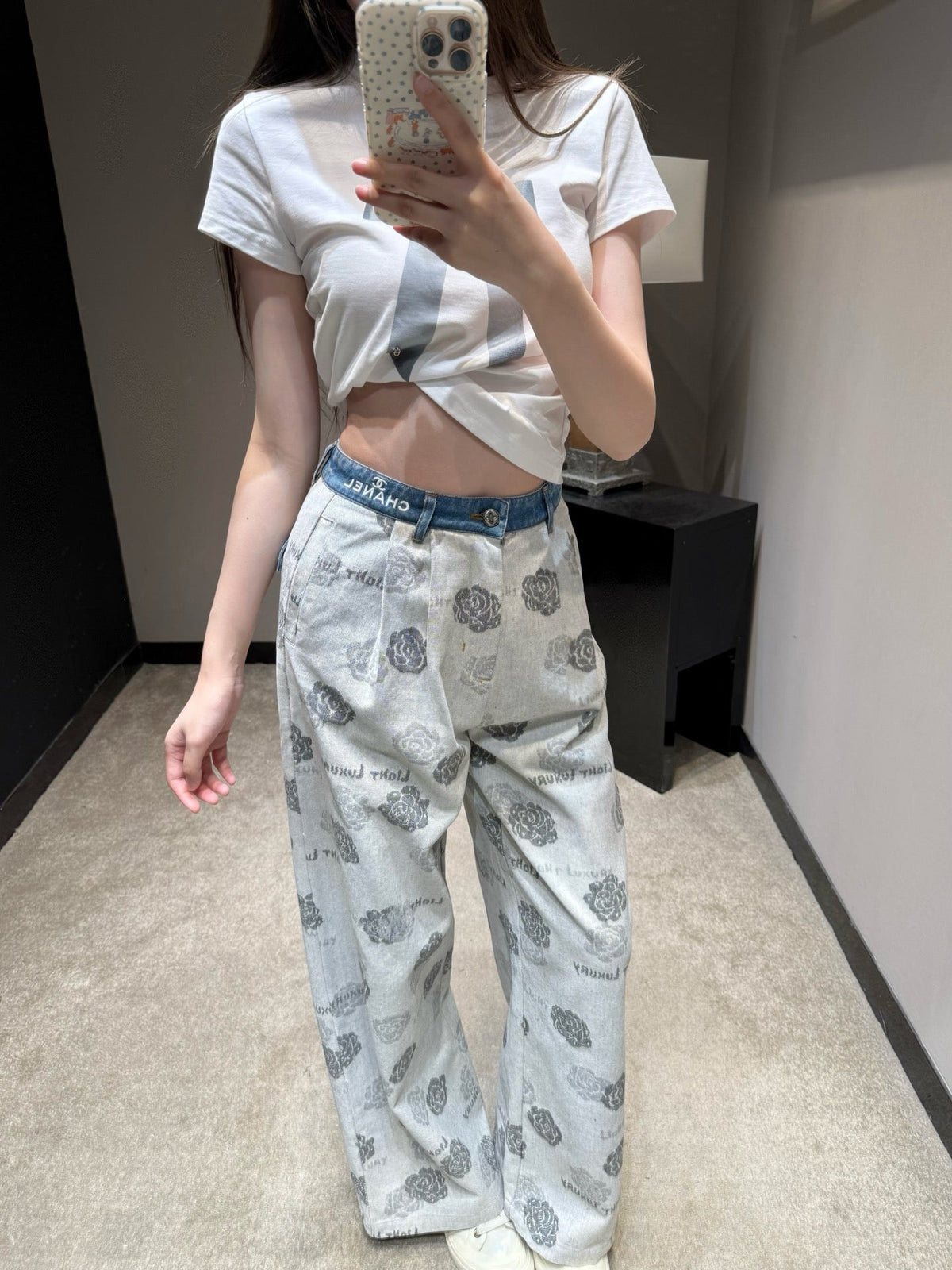 CC Wide-leg Pants Grey in Cotton 378123