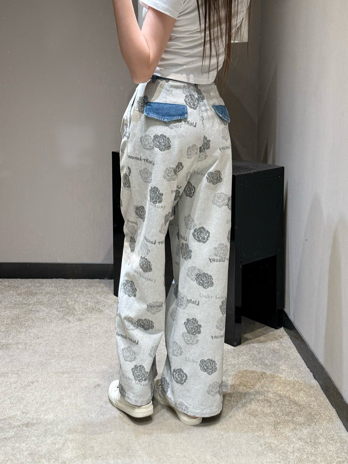 CC Wide-leg Pants Grey in Cotton 378123
