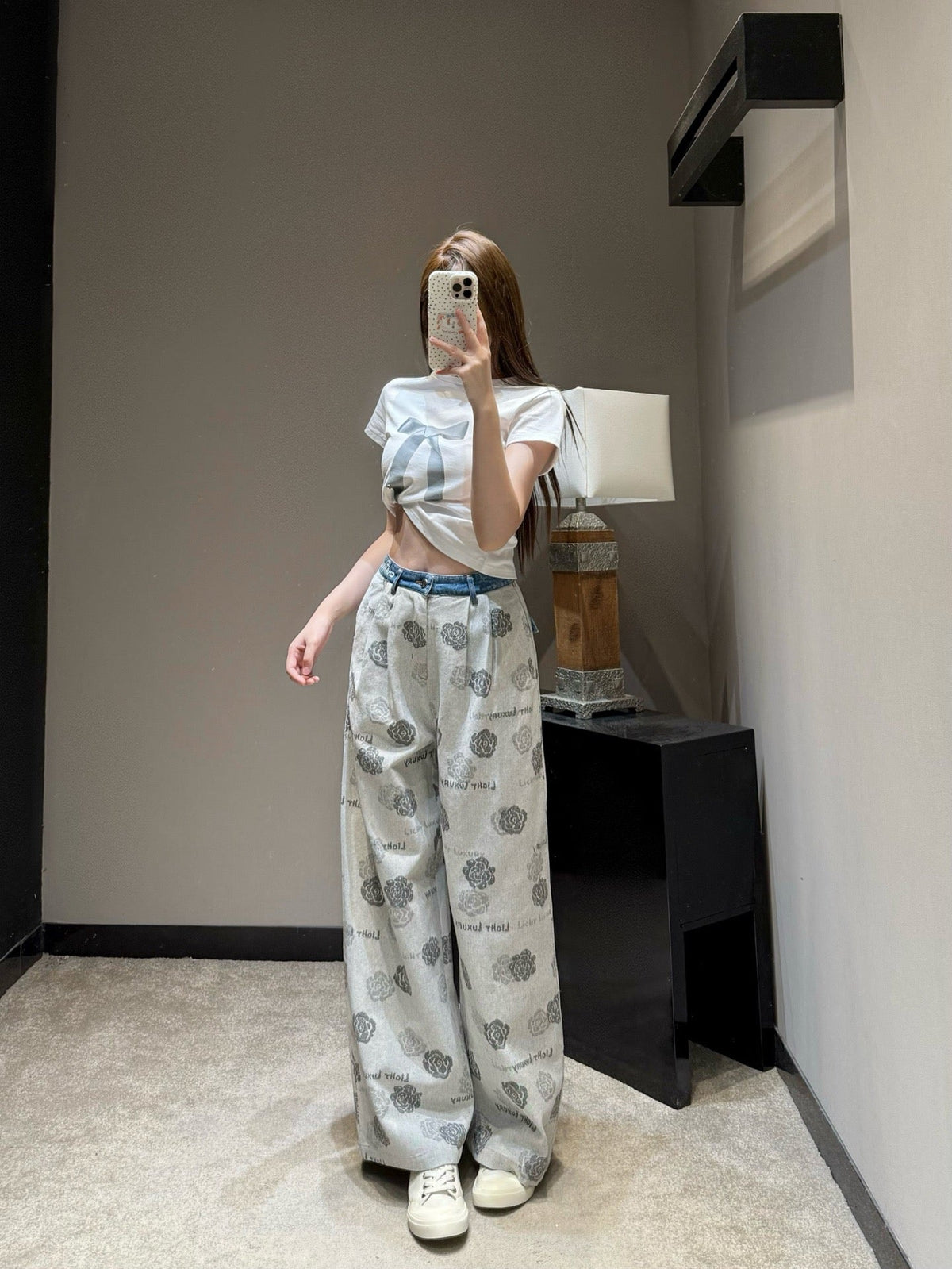 CC Wide-leg Pants Grey in Cotton 378123