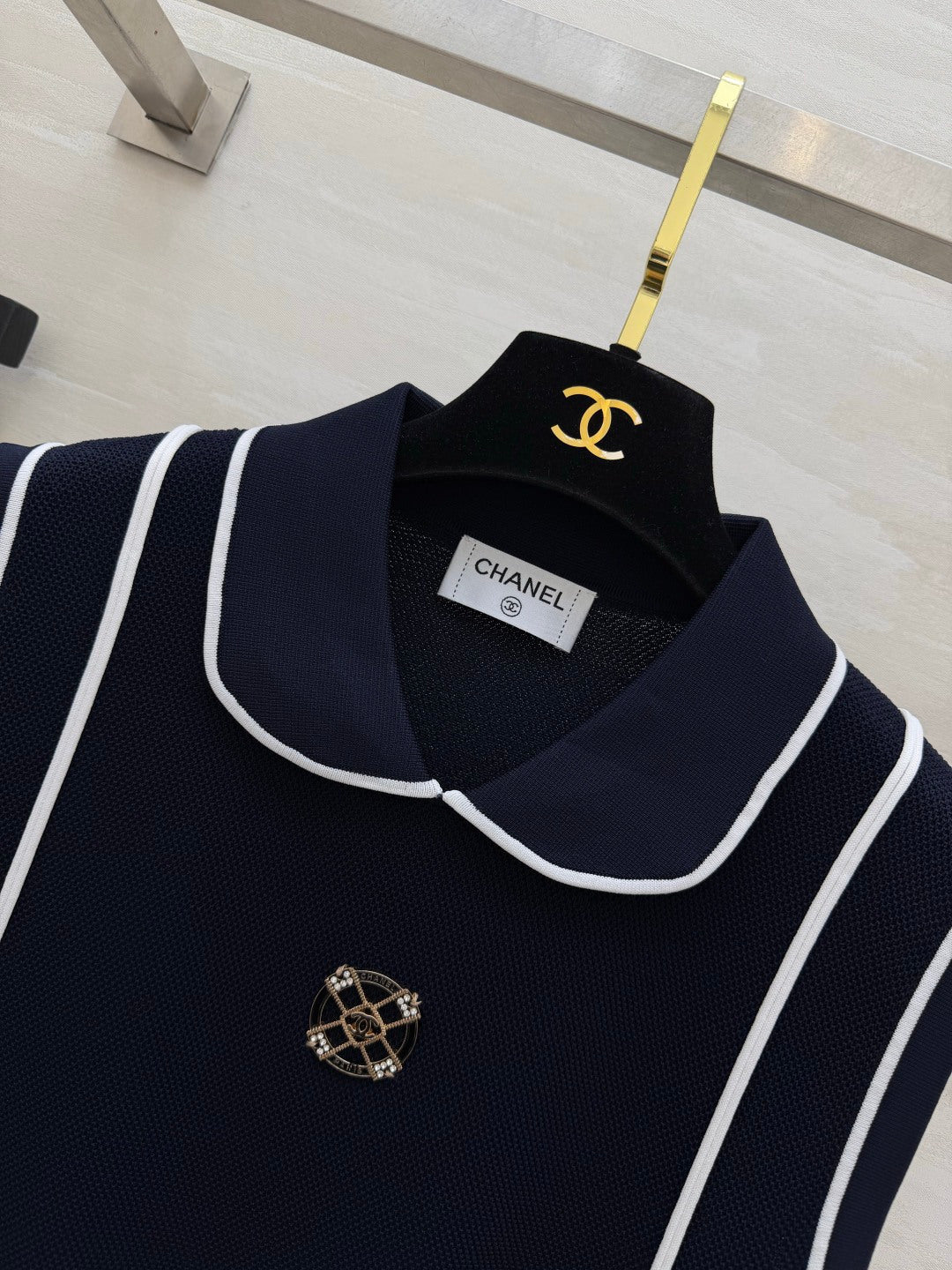CC 26 Classic Preppy Vest Navy Blue in Wool Knitwear 379457