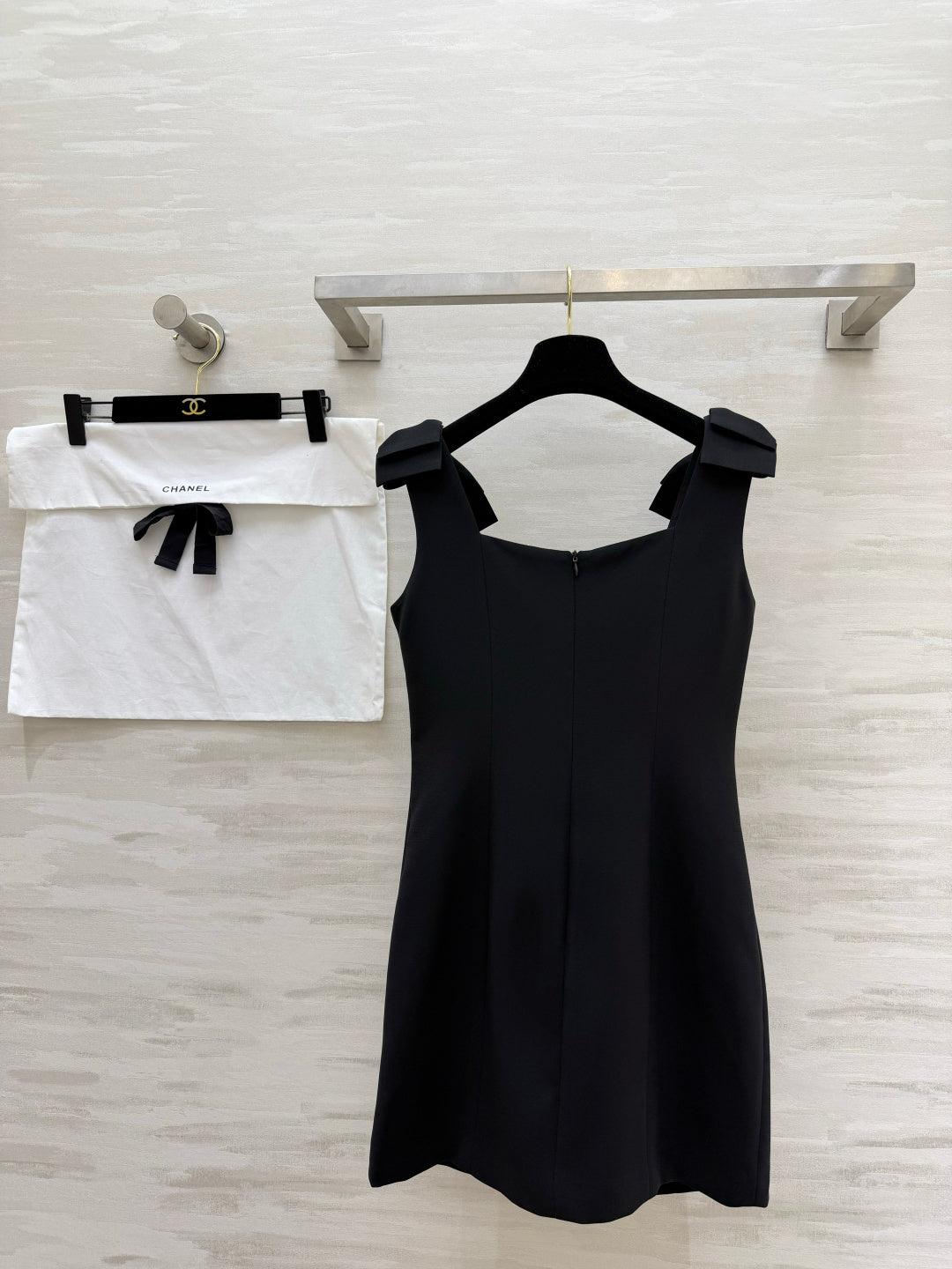 CC 26SS Bow-Tie Strap Spaghetti Strap Dress Black in Cotton 379313