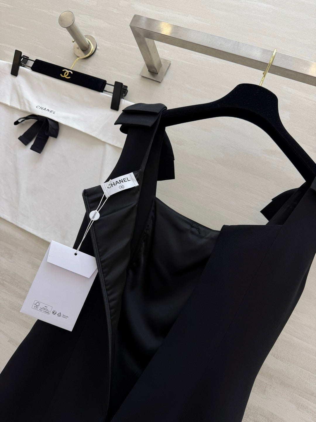 CC 26SS Bow-Tie Strap Spaghetti Strap Dress Black in Cotton 379313