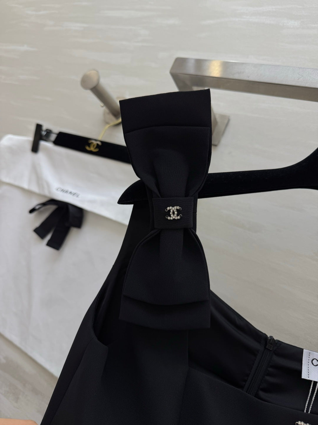 CC 26SS Bow-Tie Strap Spaghetti Strap Dress Black in Cotton 379313