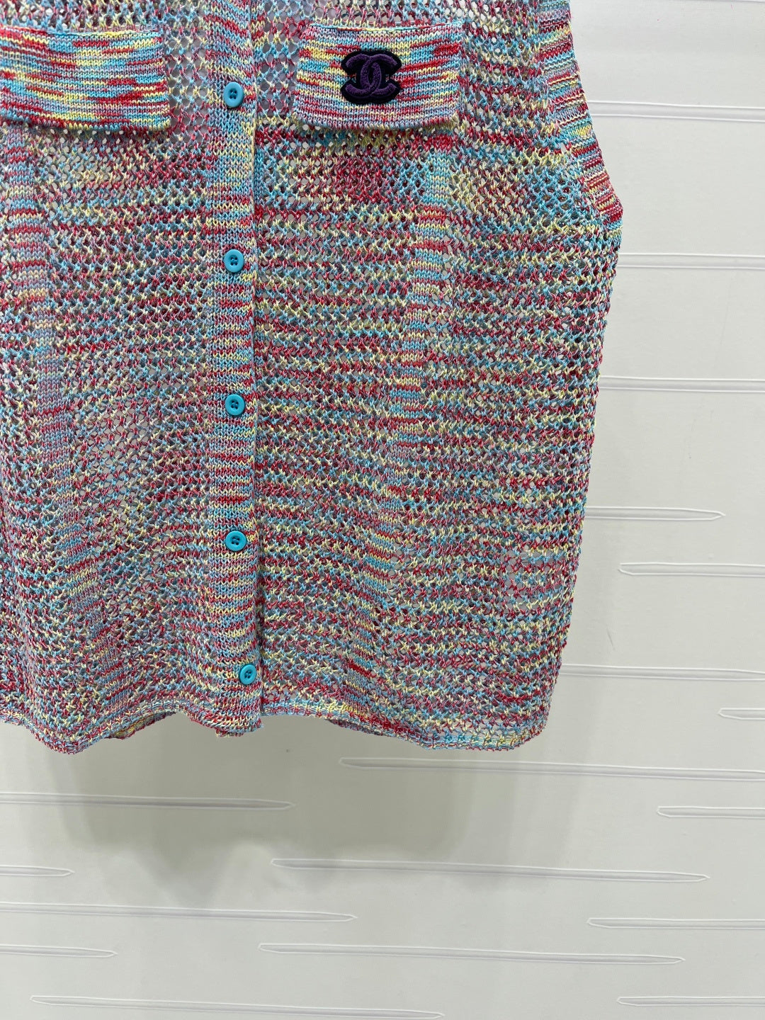 CC 26 Collared Knit Vest Colorful in Wool 385419