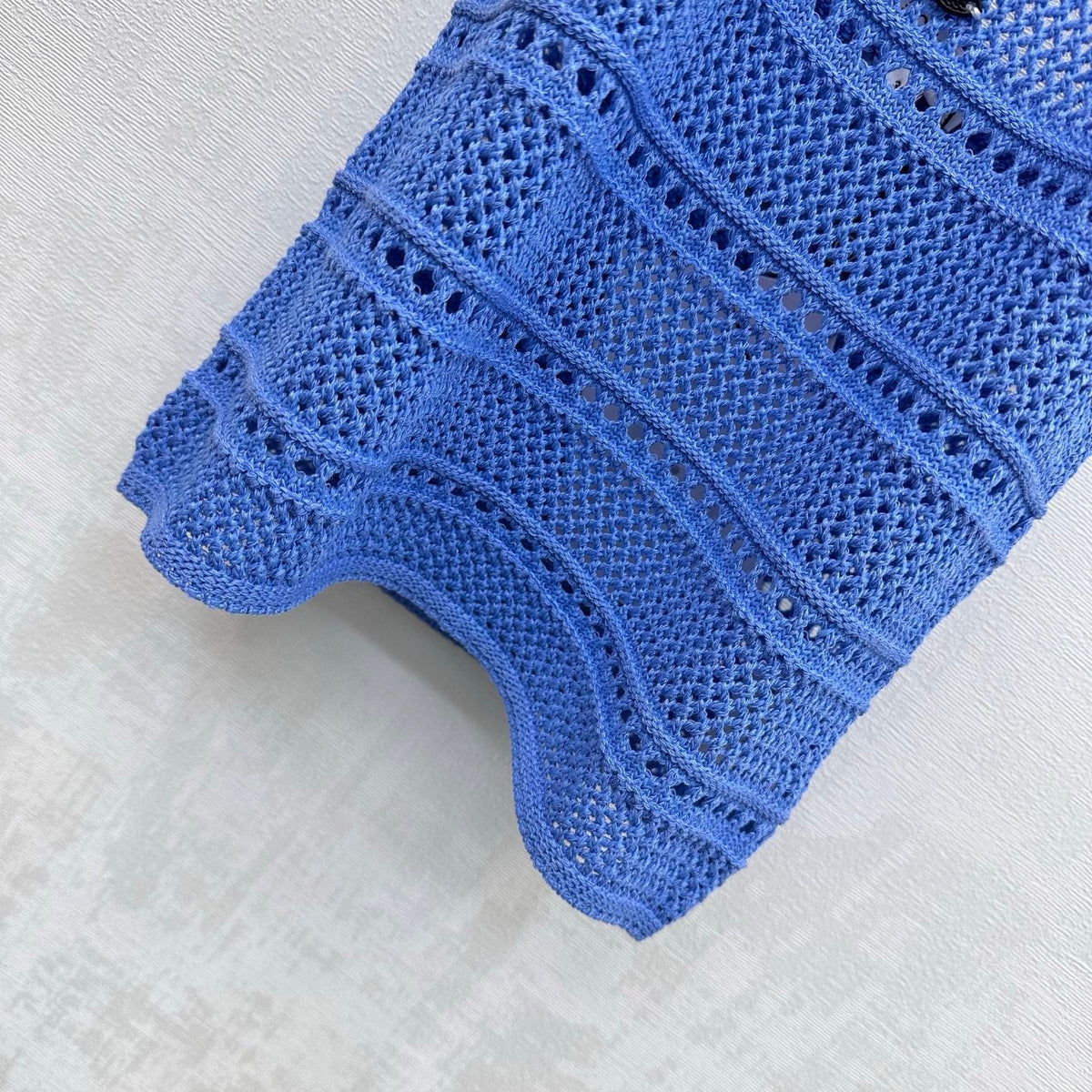CC 26 Halter Neck Openwork Knit Vest Blue in Wool 385353