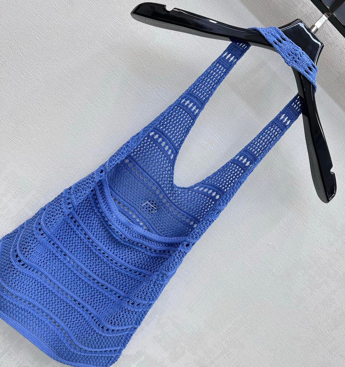 CC 26 Halter Neck Openwork Knit Vest Blue in Wool 385353