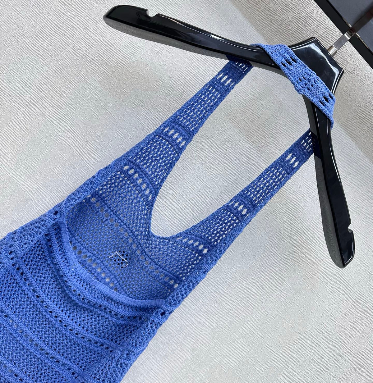 CC 26 Halter Neck Openwork Knit Vest Blue in Wool 385353
