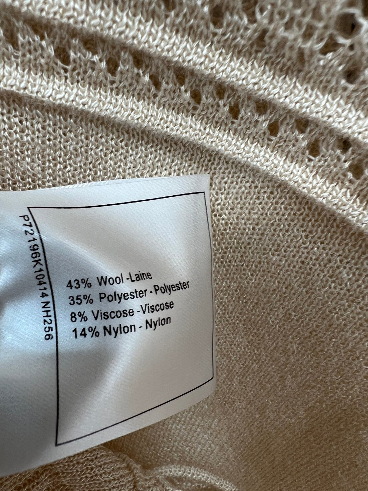 CC 26 Twill Openwork Knit Top Sandy Beige in Wool 385750