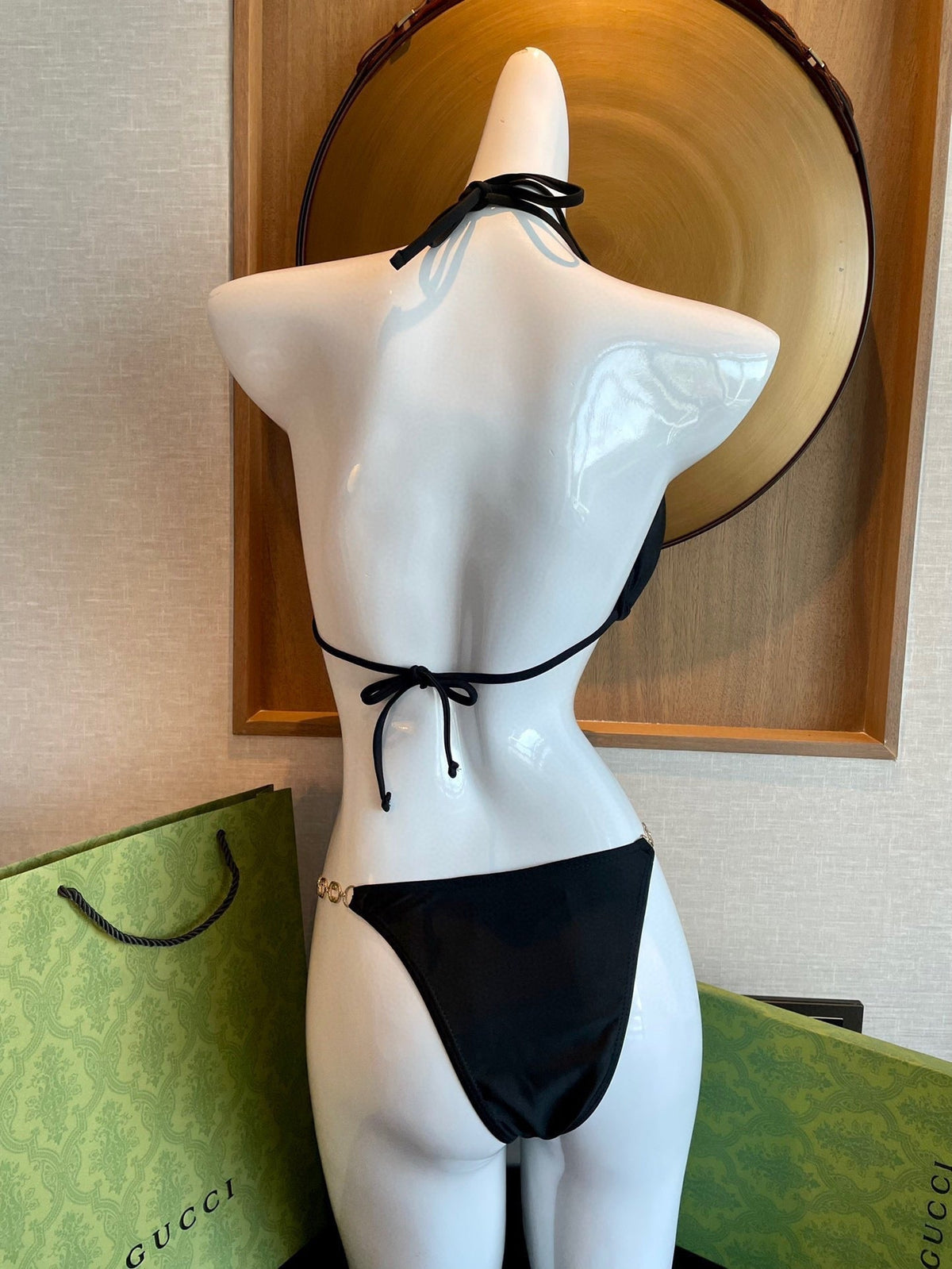 GG 26s Swimsuit Featuring Black Gold Chain Link in Polyamide 241847