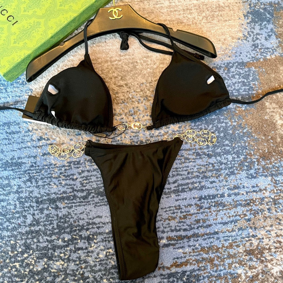 GG 26s Swimsuit Featuring Black Gold Chain Link in Polyamide 241847