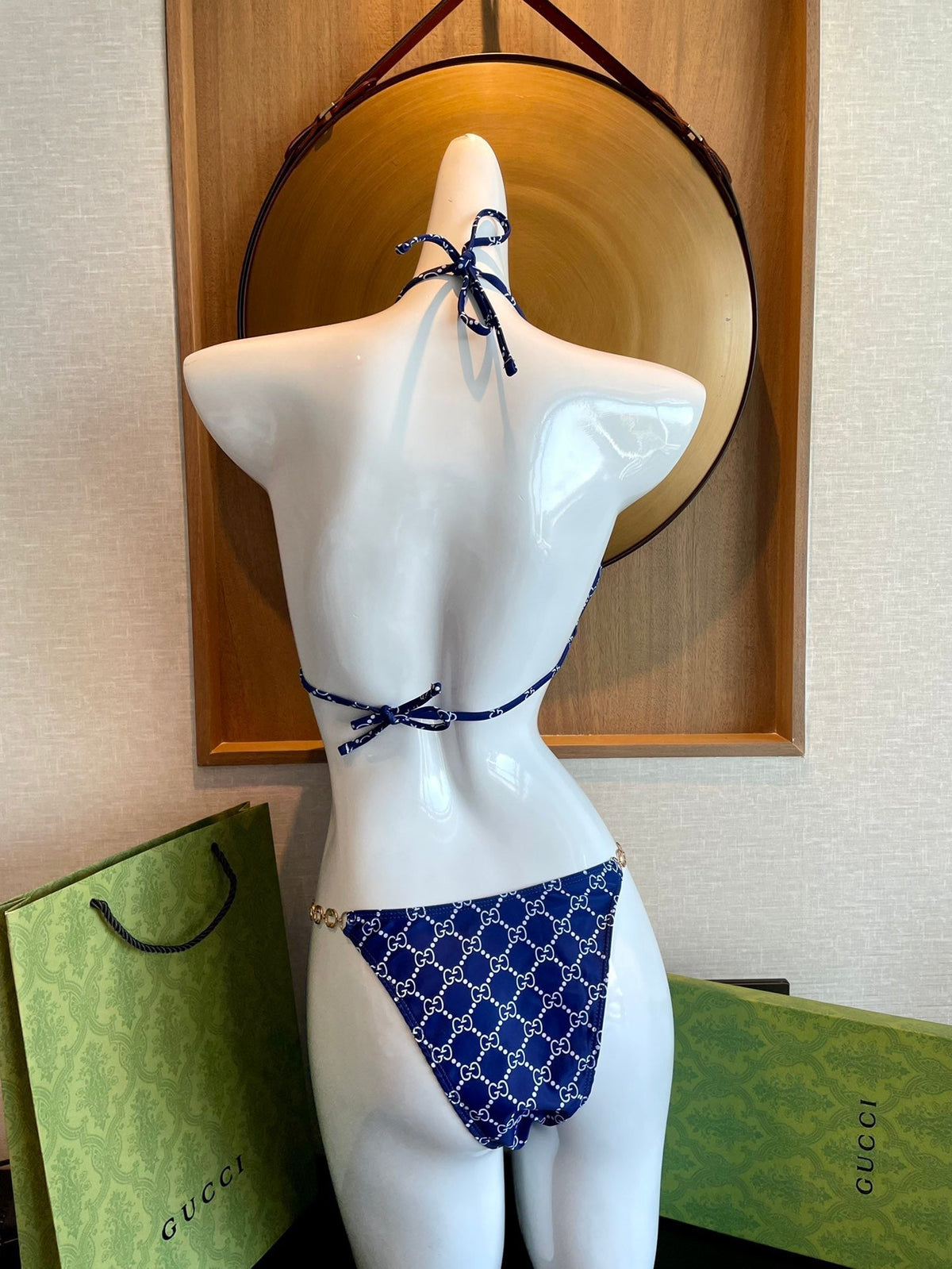 GG 26s Swimsuit Featuring Blue Gold Chain Link in Polyamide 241846