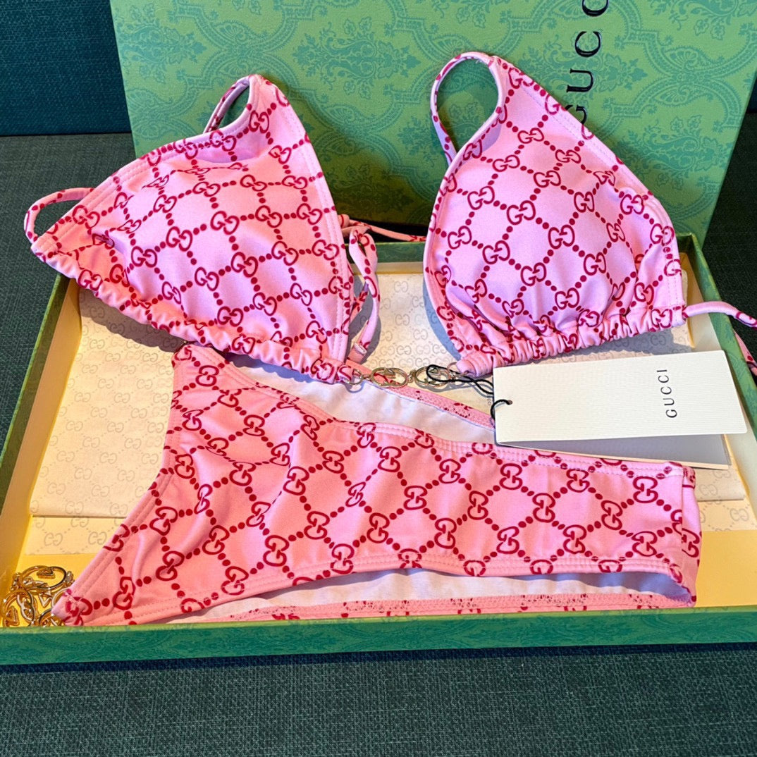 GG 26s Swimsuit Featuring Pink Gold Chain Link in Polyamide 241845