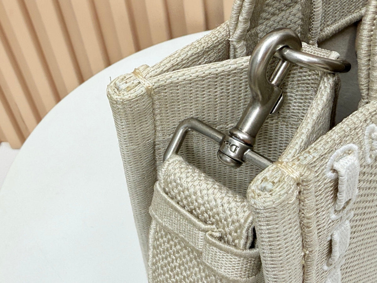 CD Book Tote Bag with Strap Beige in Embroidery 155367