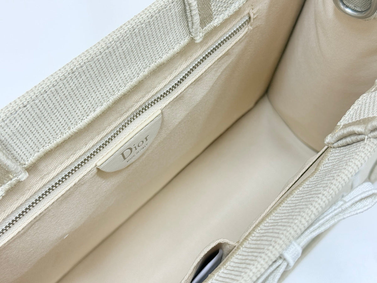 CD Book Tote Bag with Strap Beige in Embroidery 155367