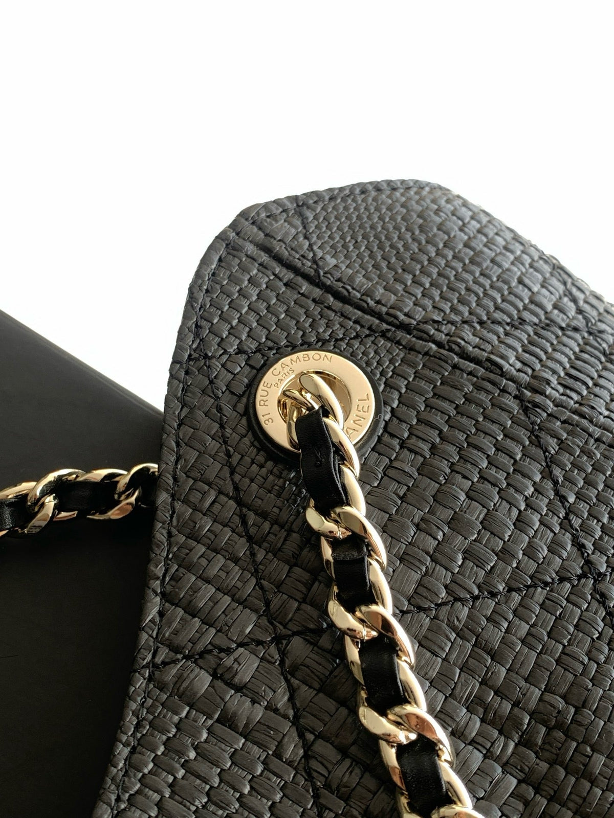 CC 26 Shopping Bag 40cm Black in Straw Woven 155651