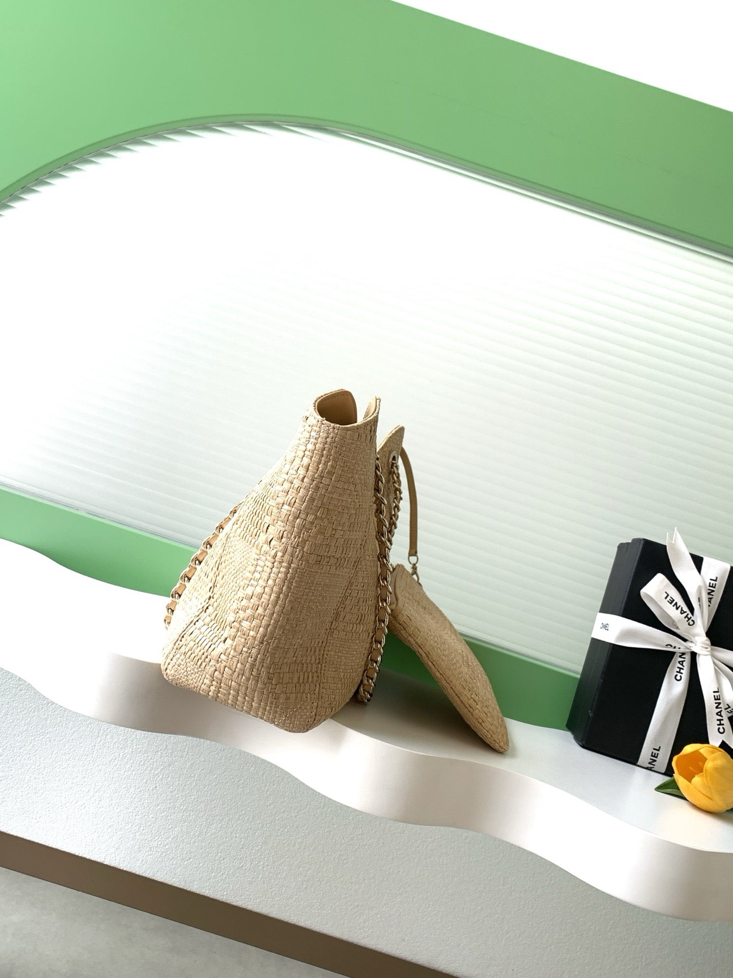 CC 26 Shopping Bag 40cm Beige in Straw Woven 01718