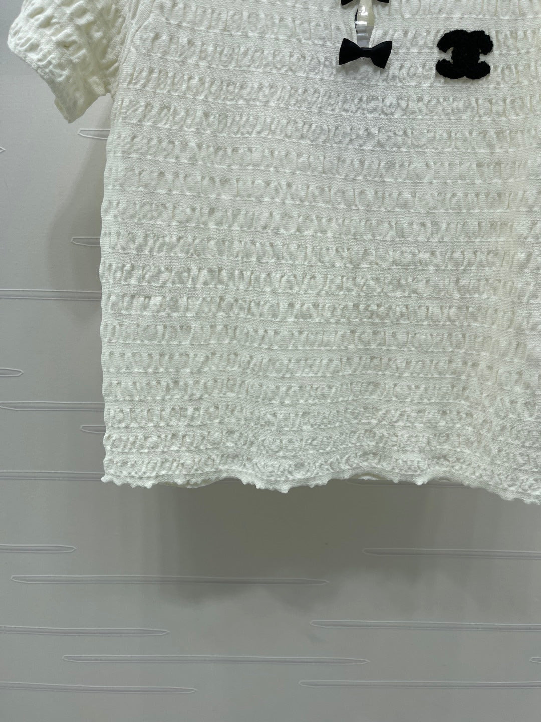 CC Bow-Tie Round Neck Knit Short-Sleeve Dress Set White in Viscose 387003