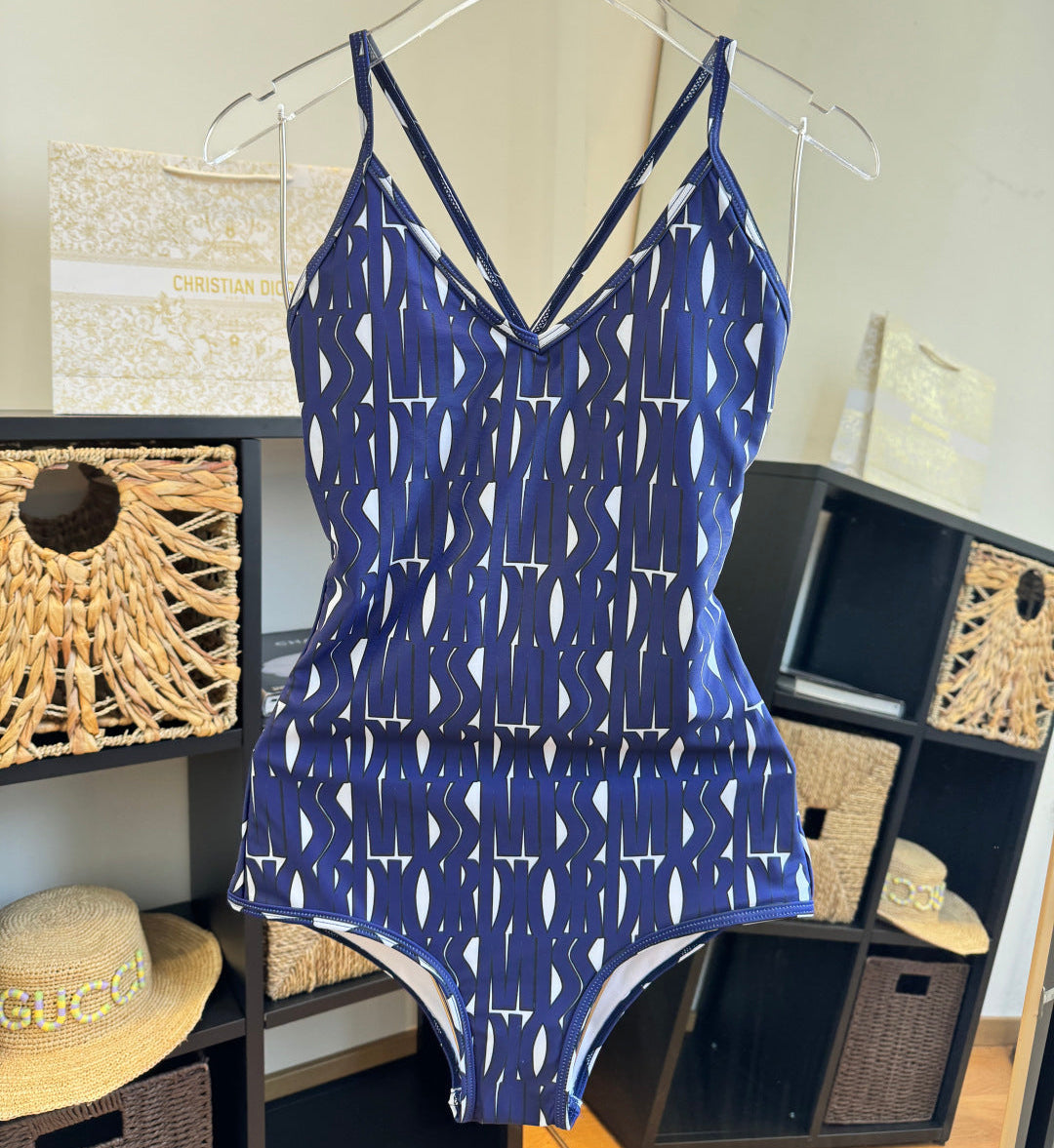 CD One-Piece Bikini White Blue in Polyamide 261390