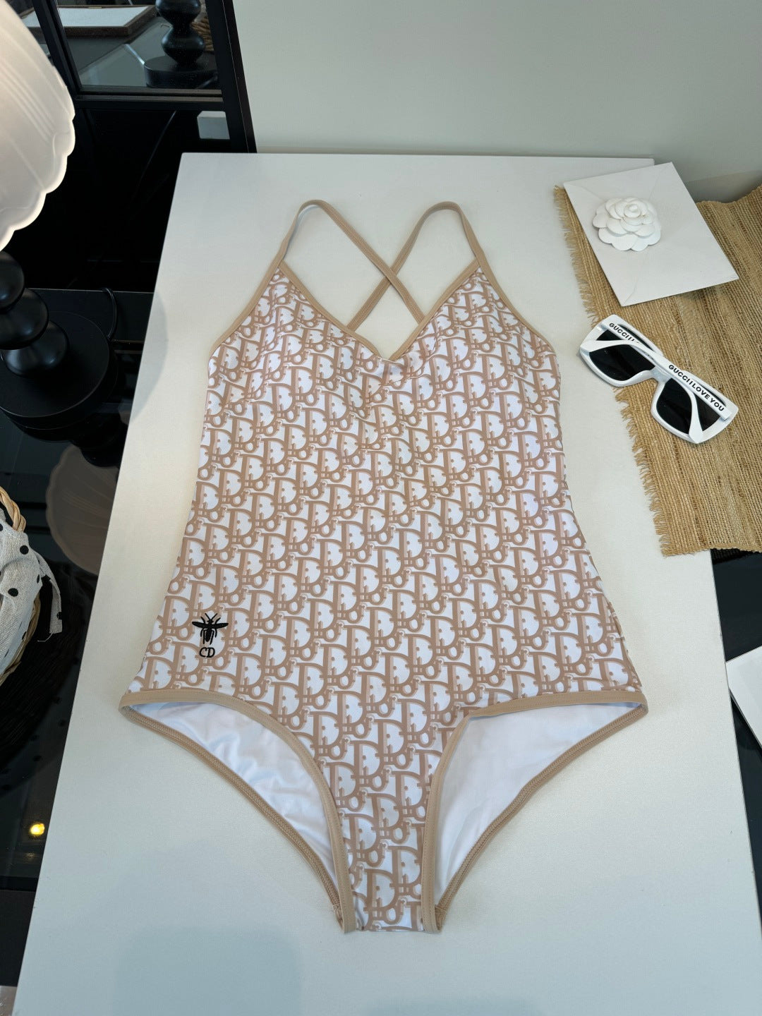 CD One-Piece Bikini White Beige in Polyamide