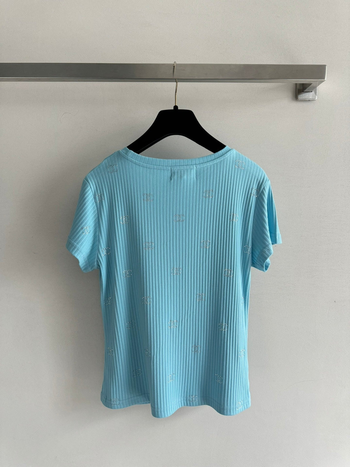 CC Neck Short-sleeve top Blue in Cotton 387733