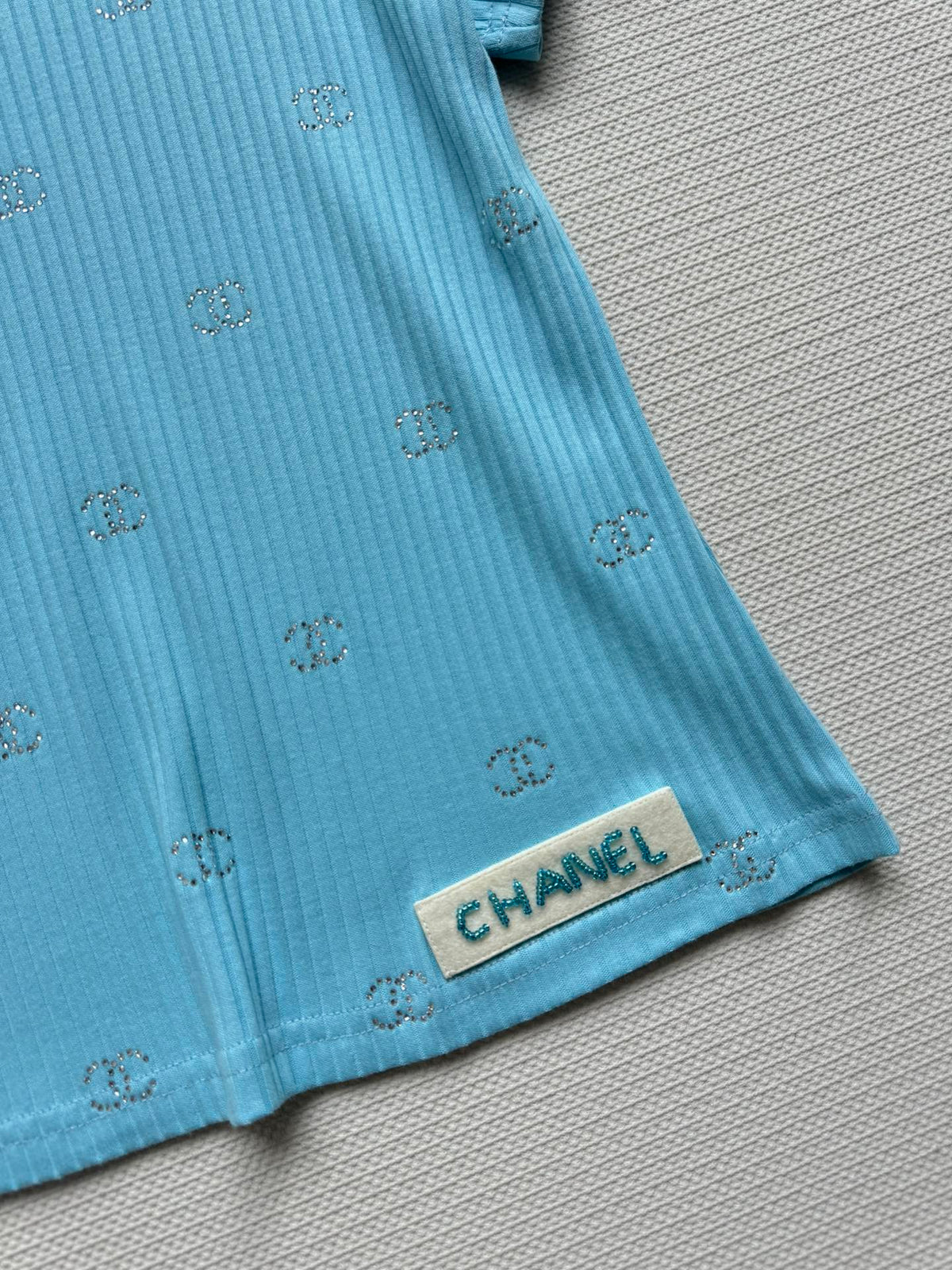 CC Neck Short-sleeve top Blue in Cotton 387733