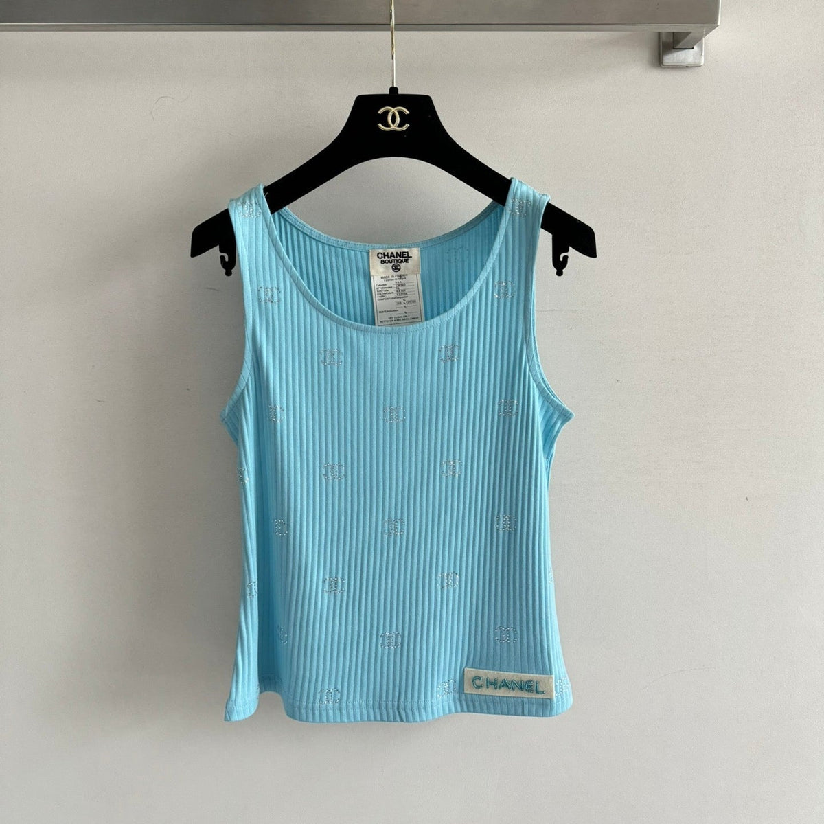 CC Round Neck Vest Blue in Cotton 387732