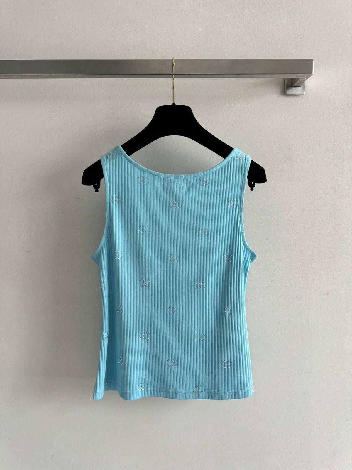 CC Round Neck Vest Blue in Cotton 387732