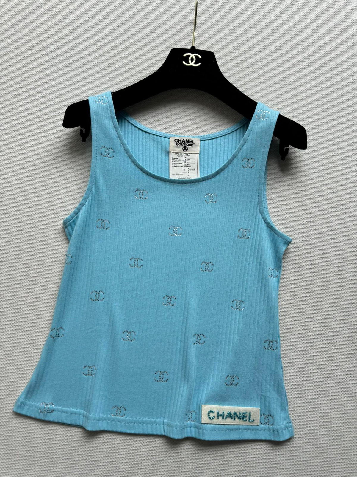 CC Round Neck Vest Blue in Cotton 387732