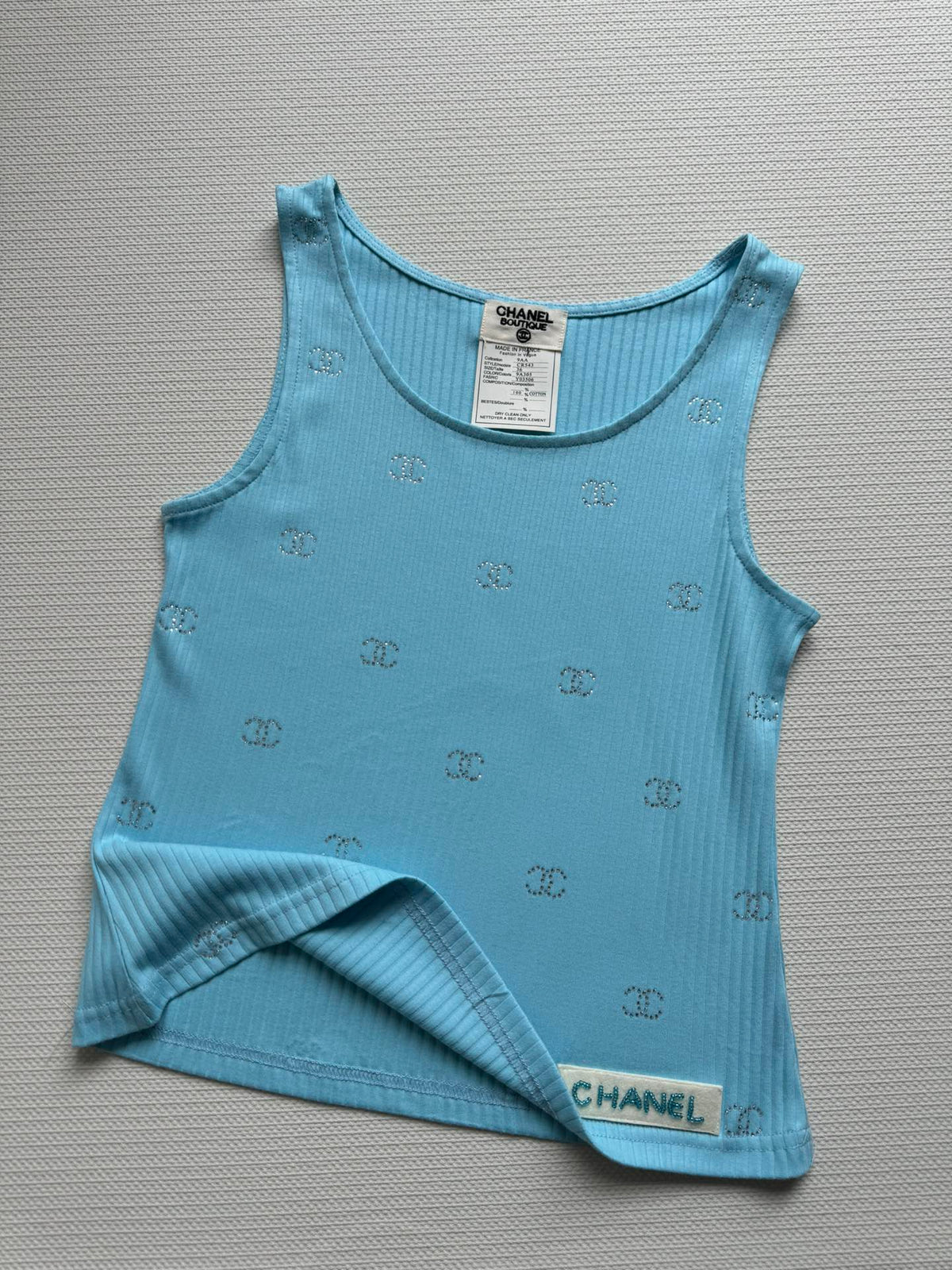 CC Round Neck Vest Blue in Cotton 387732