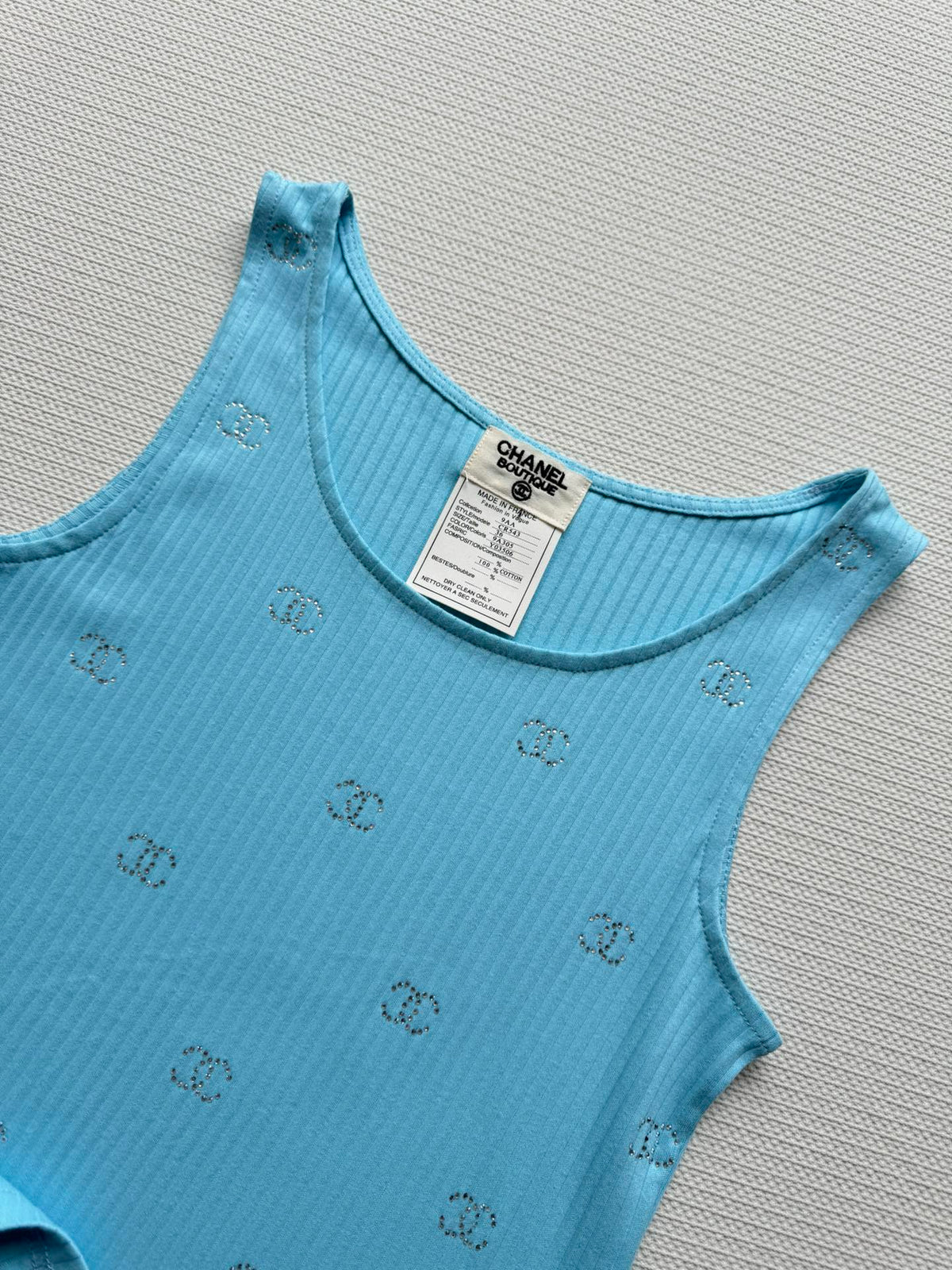 CC Round Neck Vest Blue in Cotton 387732