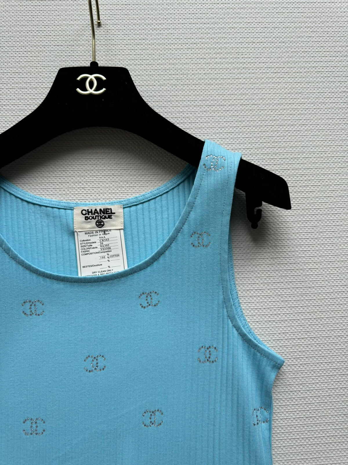 CC Round Neck Vest Blue in Cotton 387732