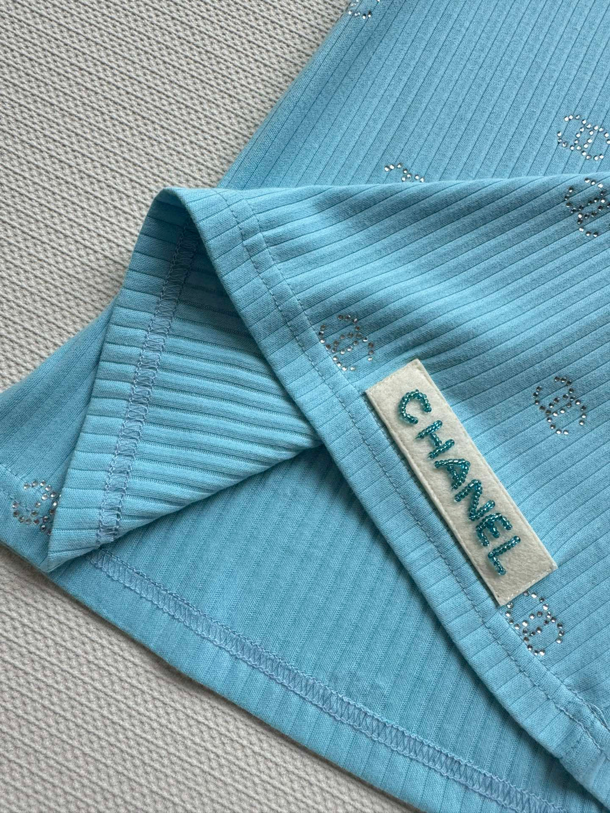 CC Round Neck Vest Blue in Cotton 387732