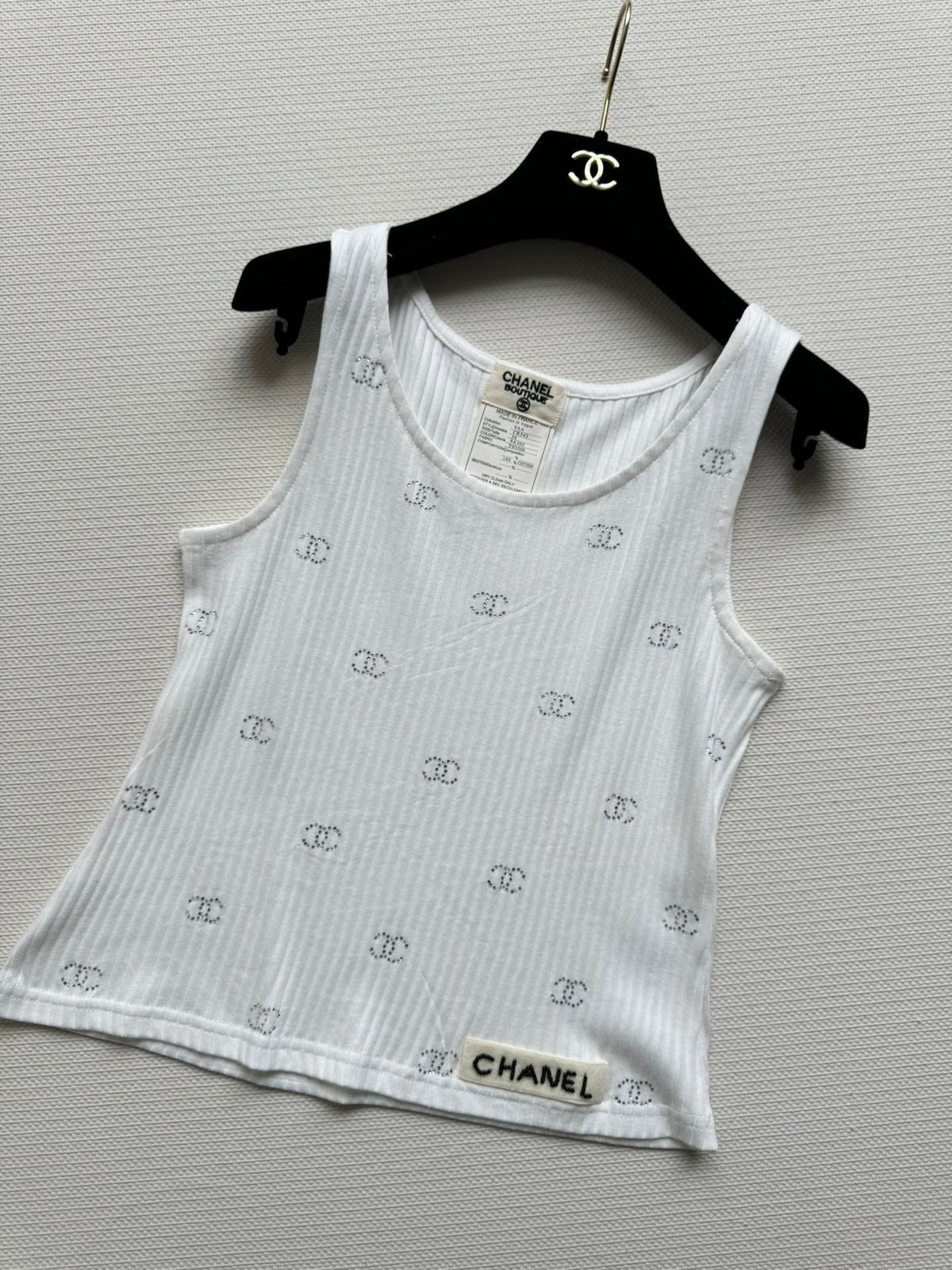 CC Round Neck Vest White in Cotton 387728
