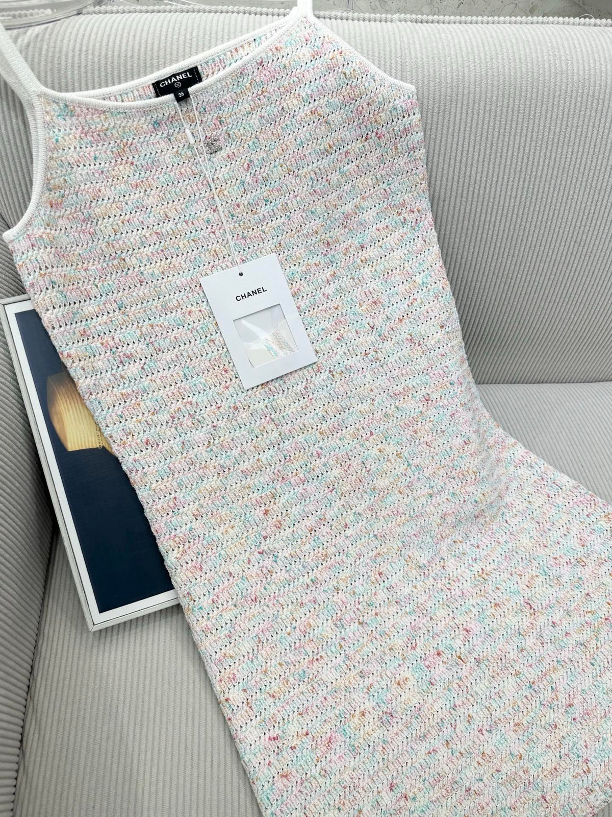 CC 26 Colorful Yarn Knitted Slip Dress in Wool 387530