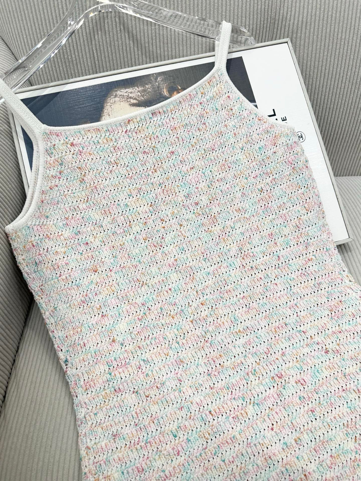CC 26 Colorful Yarn Knitted Slip Dress in Wool 387530
