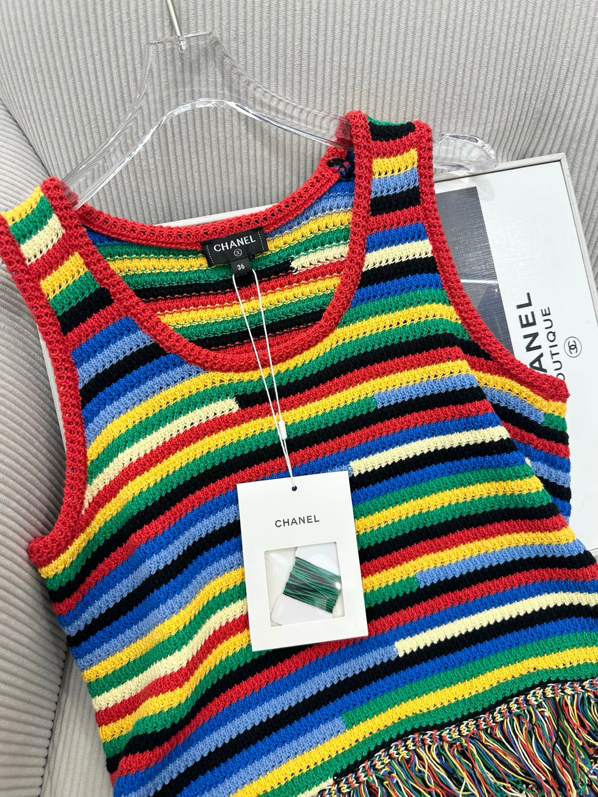 CC 26 Colorful Striped Tassel Knitted Vest/Pad Top in Cotton 387519