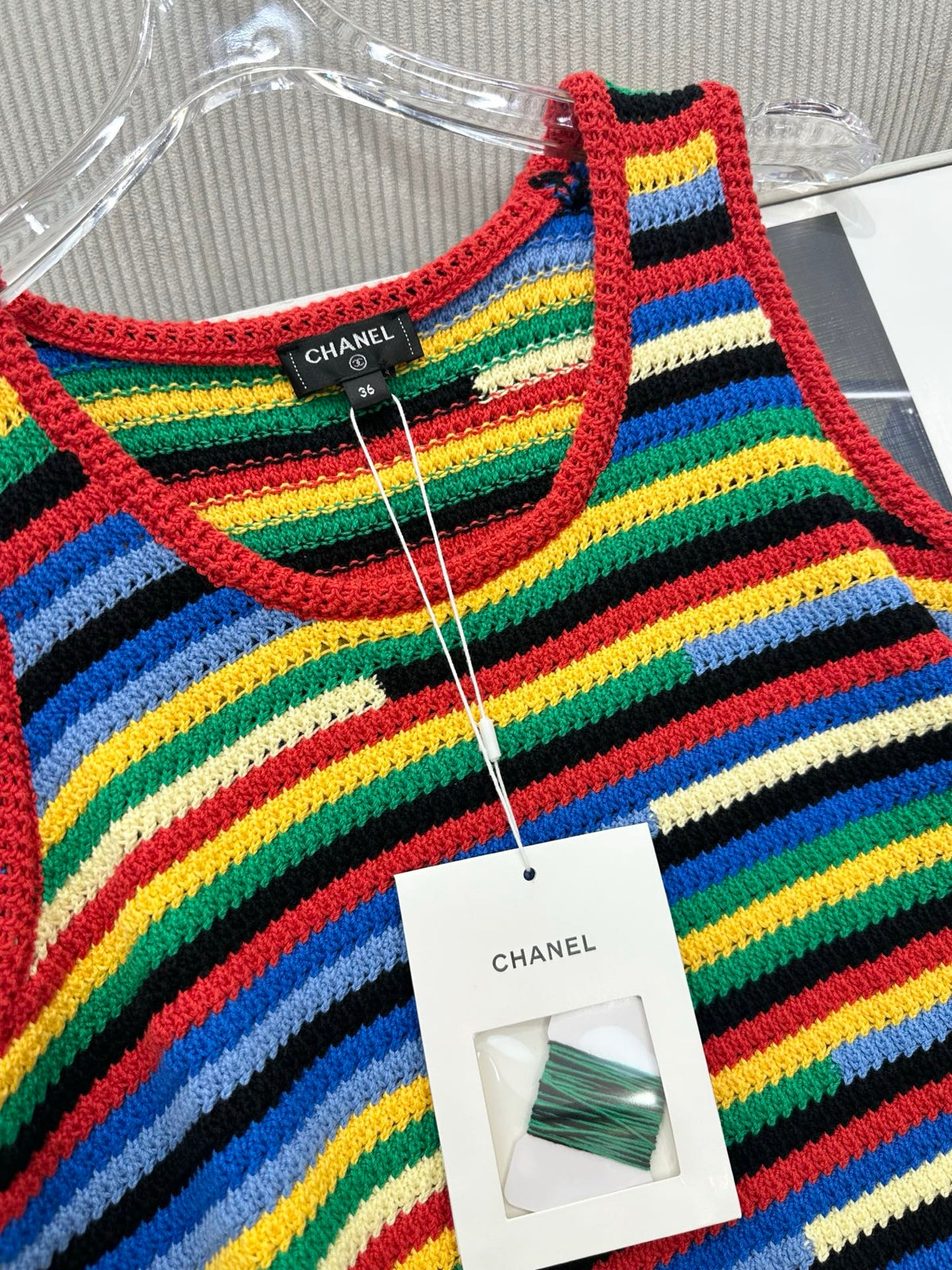 CC 26 Colorful Striped Tassel Knitted Vest/Pad Top in Cotton 387519