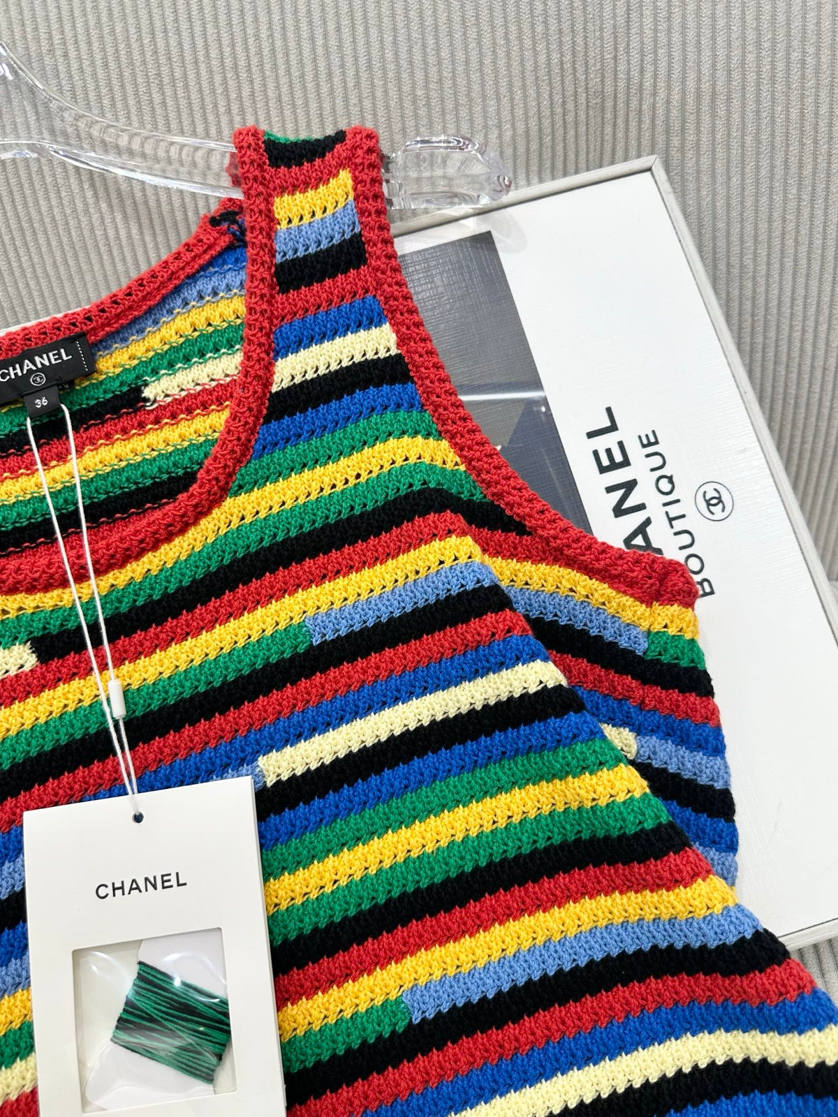 CC 26 Colorful Striped Tassel Knitted Vest/Pad Top in Cotton 387519