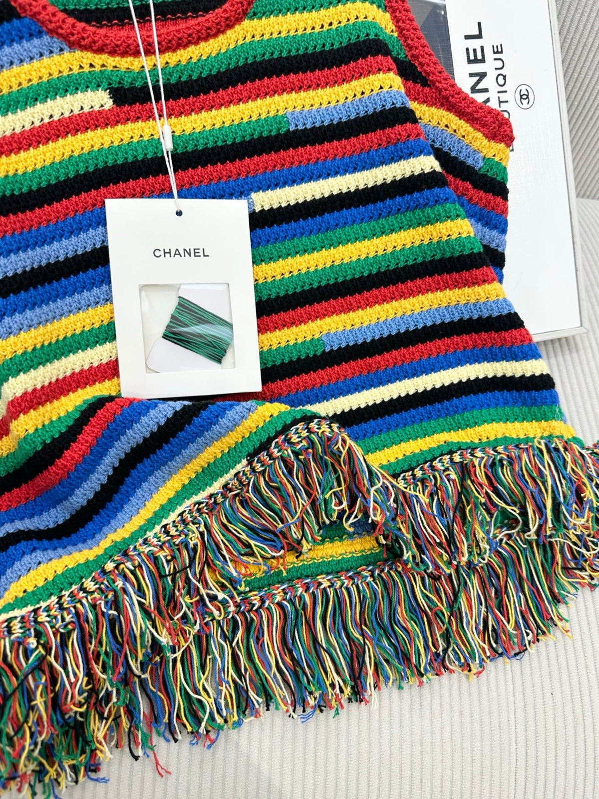 CC 26 Colorful Striped Tassel Knitted Vest/Pad Top in Cotton 387519