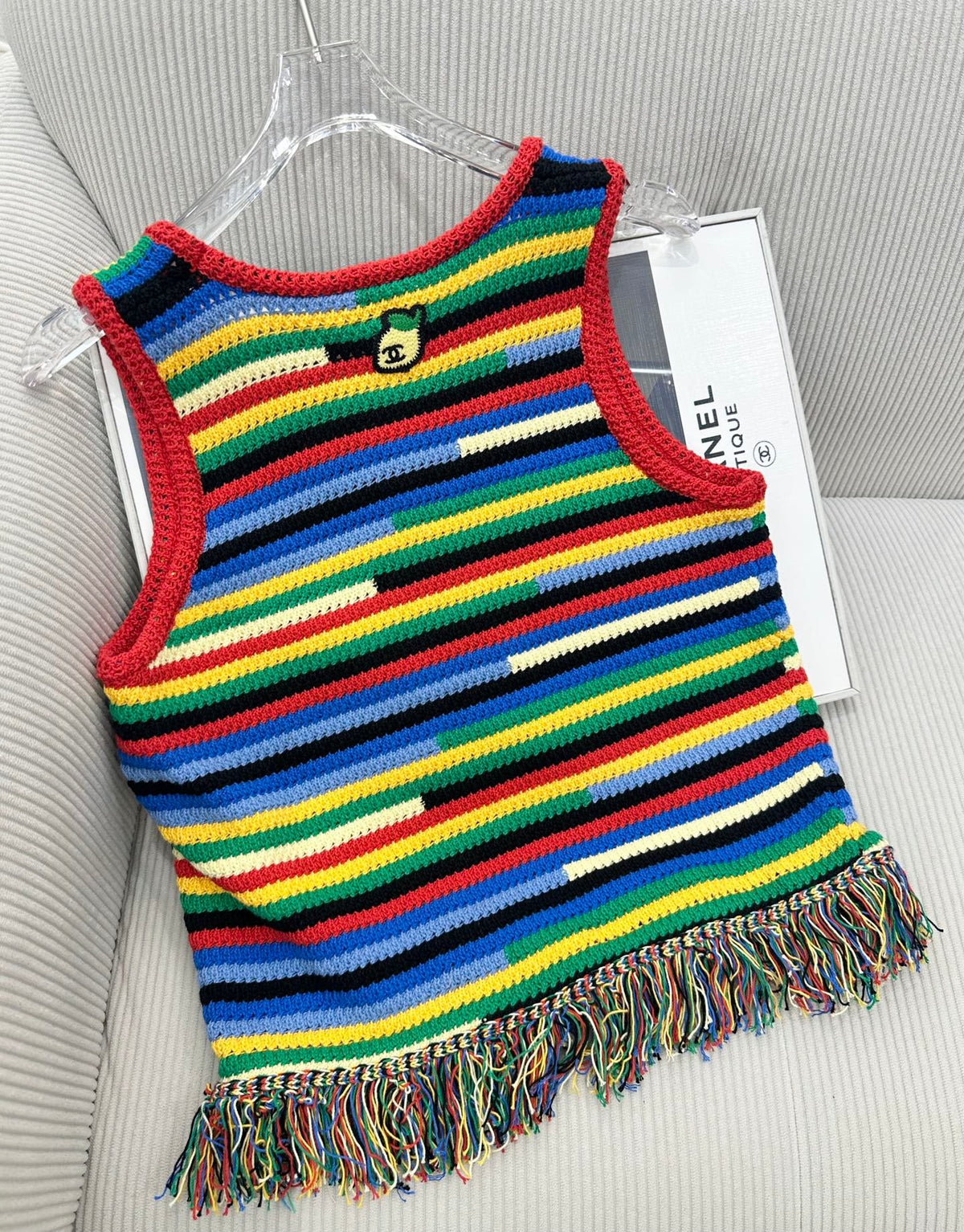CC 26 Colorful Striped Tassel Knitted Vest/Pad Top in Cotton 387519
